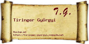 Tiringer Györgyi névjegykártya